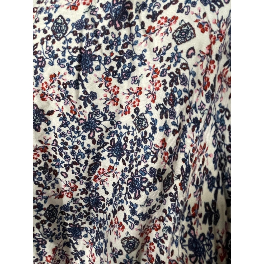 True Craft Floral Dress Womens 2X Blue Red Excellent V-Neck Tie Sleeve Babydoll - Picture 3 of 6